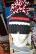 *Bobble Hat in Black, White, and Red