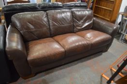 Three Seat Brown Leather Sofa