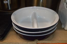 *Three Pyrex Two Section Dishes