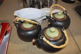 *Three Infusion Teapots and Three Oval Serving Dishes