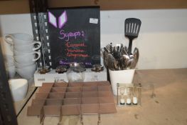 Miniature Display Rack, New Glass Jars, Cutlery, Mini Timer, and a Chalkboard