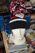 *Bobble Hat in Black, White, and Red