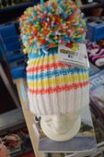 *Bobble Hat in White, Blue, Yellow, and Orange