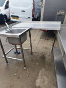 * corver S/S table with sink 1300w x 1400d x 900h