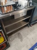 * S/S prep bench on castors 1200w x 600d x 910h