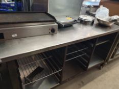 * prep table with bakery tray storage under - on castors. 1750w x 850d x 850h