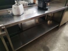 * S/S prep bench with undershelf 1900w x 600d x 950h