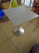 * 4 x S/S pedestal base table with 650 x 650 square tops - light grey