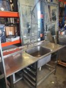 * S/S LH feed table with sink and spray hose - 1800w x 750d x 900h