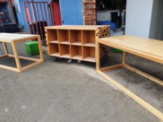 * 3 x large wooden units - ideal for shop counters/display. 1 unit has cubby holes to one side and