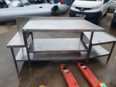 * S/S bench with undershelf and applience spaces - 2300w x 700d x 900h