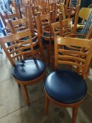 * 10 x wooden chairs with navy pads
