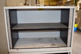 *Grey Metal Cabinet with Tambour Doors 68x100cm