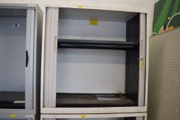 *Grey Metal Cabinet with Tambour Doors 100x100cm