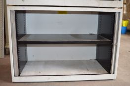 *Grey Metal Cabinet with Tambour Doors 68x100cm