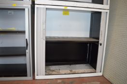 *Grey Metal Cabinet with Tambour Doors 100x100cm