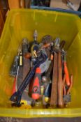 Box of Stilsons, Hammers, Trowels, Pliers, etc.
