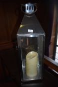 *Chrome & Glass Lantern with LED Candle