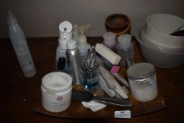 *Assorted Beauty Technicians Accessories; Nail Clippers, Emery Boards, Wood Bowls, Mixing Bowls,