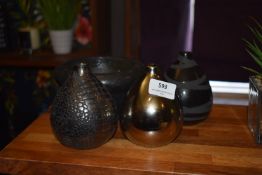 *Granite Bowl and Three Decorative Vases