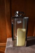 *Glass & Chrome Lantern with LED Candle