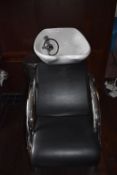 *Ceramic Back Wash Basin with Black Faux Leather and Chrome Chair, and Monoblock Mixer Tap