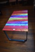 *Rainbow Topped Simulated Wood Occasional Table