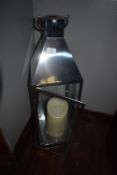 *Chrome & Glass Lantern with LED Candle