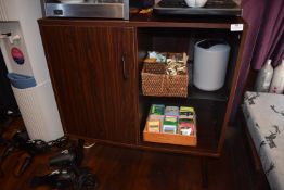 *Simulated Rosewood Storage Cabinet Containing Assorted Teas, Coffee, etc.