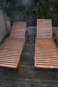 *Pair of Hardwood Sun Loungers