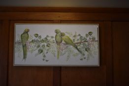 *Framed Printed Canvas Depicting Parakeets