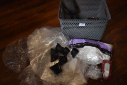 *Box of Hair Dryer Nozzles, Paddle Brushes, etc.