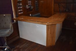 *Light Oak Reception Counter with Plate Glass Top 160x150cm with Two Anglepoise Lamps