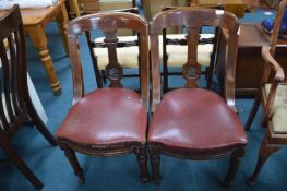 Pair of Victorian Carved Mahogany Side Chairs with