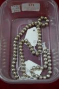 925 Sterling Silver Bead Necklace with Matching Br