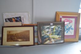 Four Framed Prints, Watercolours, etc. plus Moose