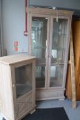 Limed Effect Display Cabinet plus Stereo Cabinet