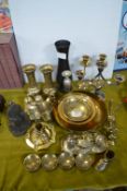 Decorative Metalware, Candlesticks, Vases, etc.
