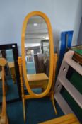 Beech Wood Oval Cheval Mirror