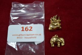 Two 9k Gold Elephant Charms ~2.5g total