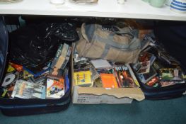 Two Cases, a Box, and a Holdall Containing Assorte