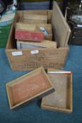 Vintage Wooden Champagne Crate plus Wooden Tray Bo