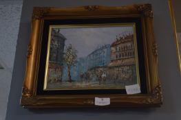 Oil on Canvas City Scene by K Heinz