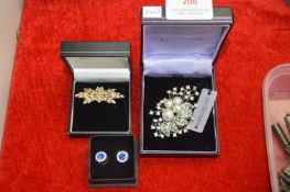 Costume Jewellery Brooches and Ear Studs