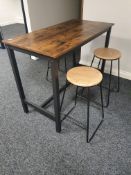 * tall table with 3 x stools - 1200w x 600d x 900h