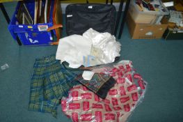 Case of Vintage Clothing and Table Linens