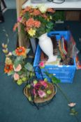 Artificial Flowers, Hanging Basket, Vase, Books, e