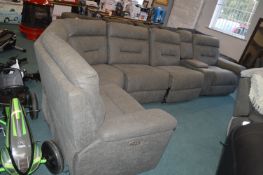 *Six Section Grey Fabric Electric Reclining L-Shape Sofa
