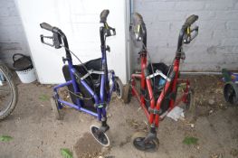 Two Folding Three Wheel Shopping Walking Aids