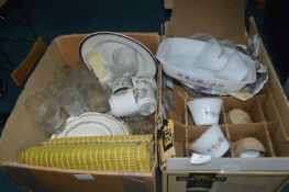 Box of Dishes, Cups, Glasses, Sundae Glasses, etc.